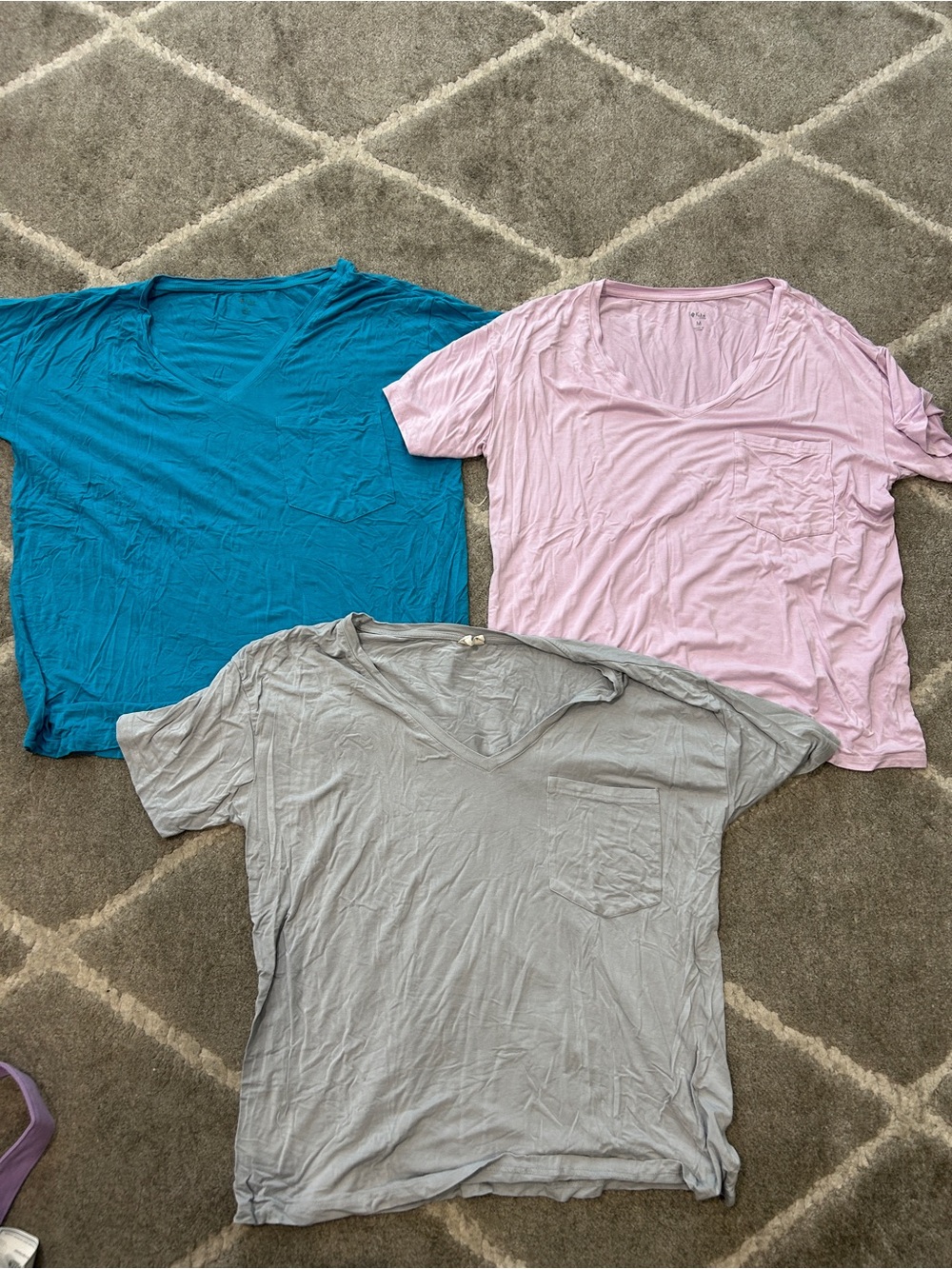 Kyte BABY Short Sleeve Tees in Teal, Pink, and Light Gray